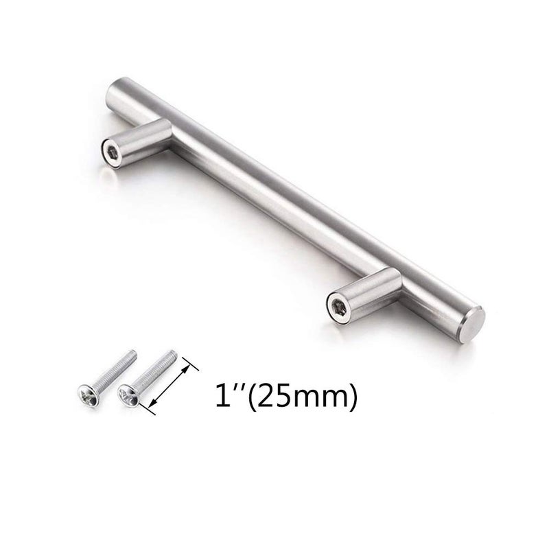 Aimyoo Cabinet Handles -1 Pack of 30 Stainless Steel Hollow Tube T Bar Drawer Pulls Cupboard Knob for Kitchen Furniture Hardware (Overall Length: 8", Hole Center: 5") - Image 3